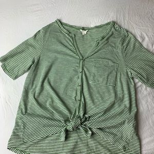 Caslon Green & White Stripe Henley T-shirt